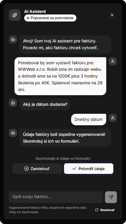 Konverzačný fakturačný asistent